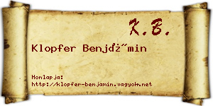 Klopfer Benjámin névjegykártya