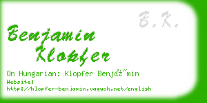 benjamin klopfer business card